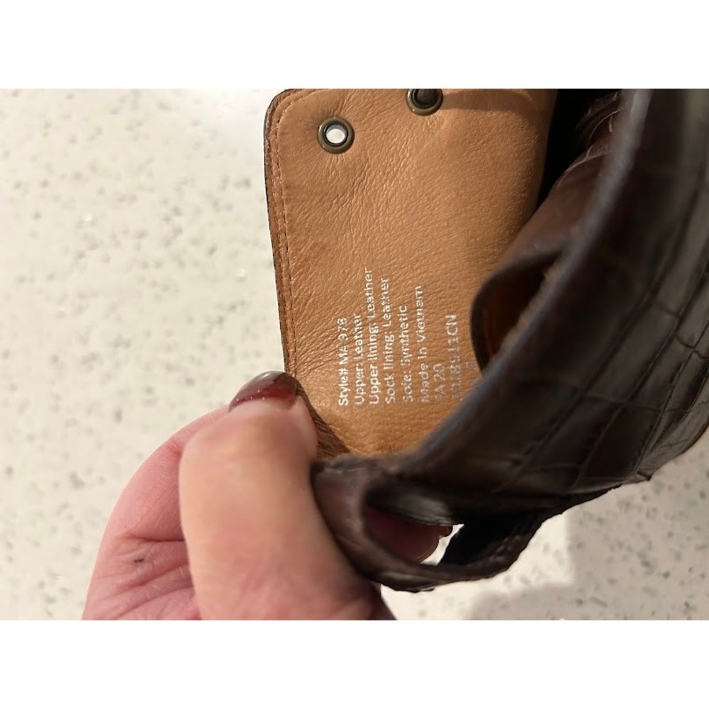 Madewell The Clair Lace-Up Boots Croc‎ Emboss Leather Women's Brown Ankle Size 6 - Picture 11 of 11